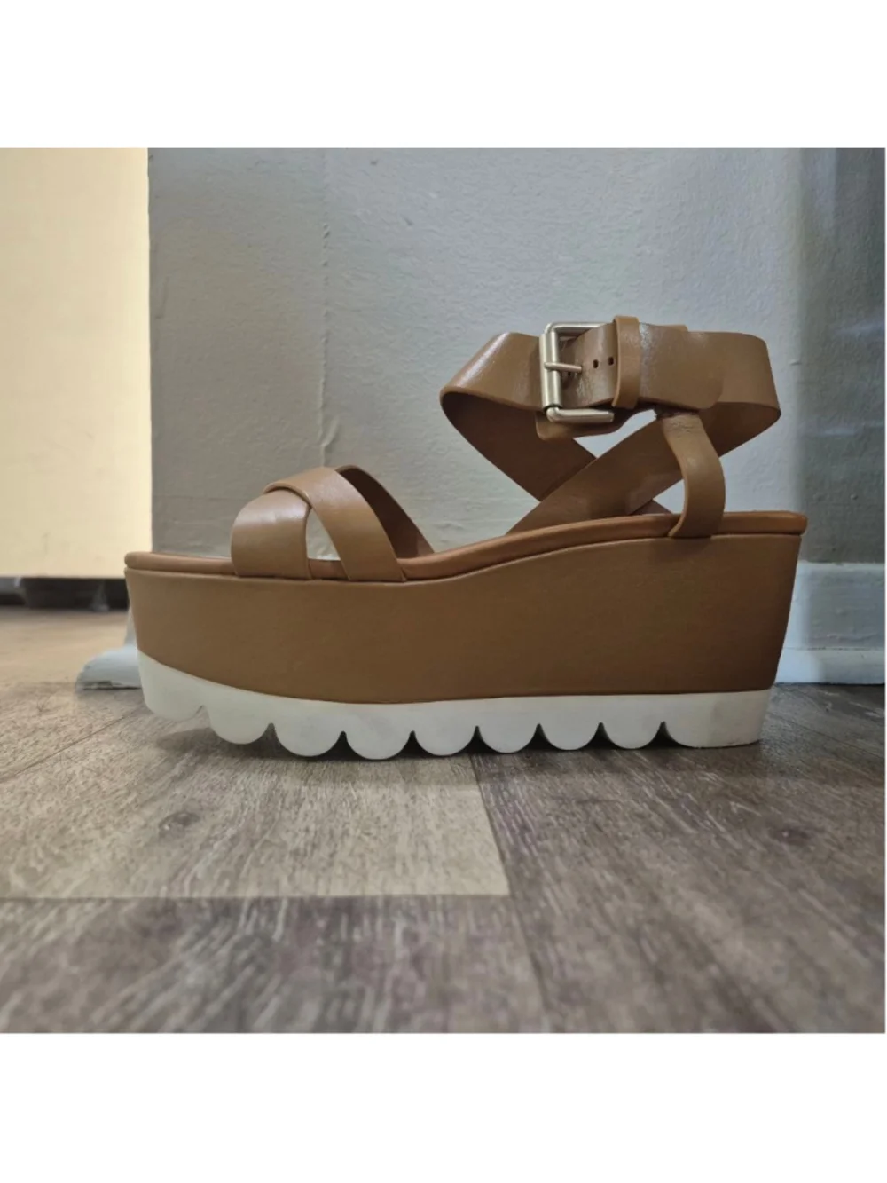 Women's See By Chloé Brown & White Wedge Sandals Size 9.5